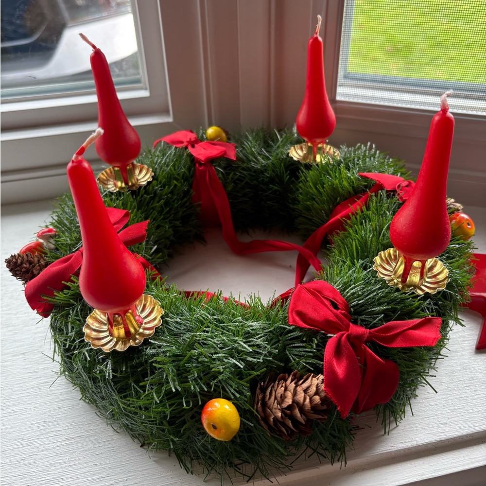 Vintage German Advent Wreath—*Missing Centre Post*